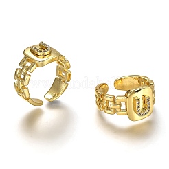 Anelli di polsino in zircone chiaro con micro pavè di ottone&nbsp;RJEW-H541-01U-G
