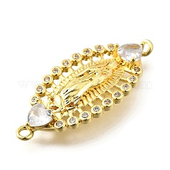 Breloques de connecteur religieux en laiton pavé de zircone cubique transparente&nbsp;KK-Q066-13G
