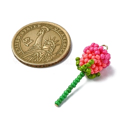 Pendenti di perline di vetro con rose&nbsp;PALLOY-MZ00461-03