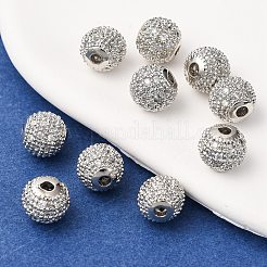 Runde Messing Micro Pave Zirkonia Perlen&nbsp;X-ZIRC-N016-01P-8mm