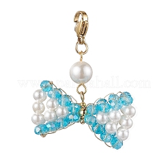 Decoraciones colgantes de perlas y vidrio de concha con lazo&nbsp;HJEW-TA00218