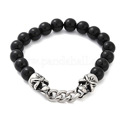 Punk-Stil Totenkopf 304 Edelstahl Glasperlen Armbänder für Frauen Männer&nbsp;BJEW-D304-04AS-01