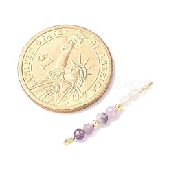 Facettierte runde natürliche Quarzkristall & Amethyst & Lepidolit Perlen Verbinder Charms&nbsp;PALLOY-JF03530-07