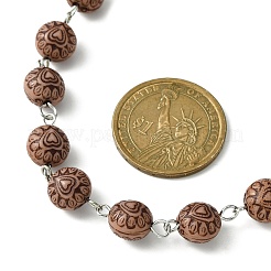 Rond plat en acrylique de style artisanal fait à la main avec des chaînes de perles en forme de cœur&nbsp;AJEW-JB01168