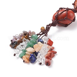 Décorations de pendentif tissées de pierres précieuses mélangées naturelles chakra&nbsp;HJEW-JM00660