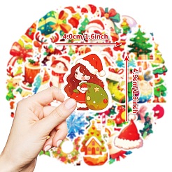 50 x Papieraufkleber mit Weihnachtsmotiv im Cartoon-Stil.&nbsp;DIY-P085-09