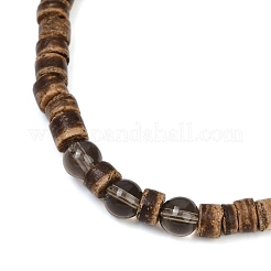 Stretch-Armbänder aus natürlichen Kokosnuss-Perlen mit flachen&nbsp;BJEW-JB11636-01