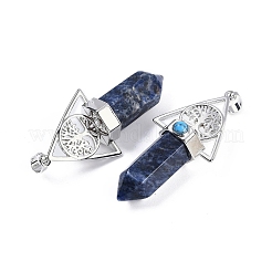 Pendentifs de grande taille en forme de balle pointue à facettes en sodalite naturelle&nbsp;G-H076-02P-013