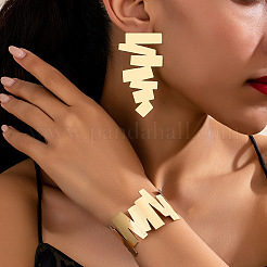 Set di bracciale rigido e orecchini a perno in lega con forme geometriche irregolari&nbsp;FS-WG4DB26-01
