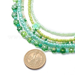 Set di collane di perline di fiori e semi di vetro in argilla polimerica 5 pz 5 per donna&nbsp;NJEW-JN04011