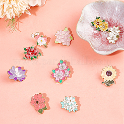 10 spilla in lega di zinco con 10 stili di fiori creativi&nbsp;JEWB-SC0001-47
