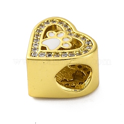 Perline di zirconia cubica micro pavé in ottone placcato con smalto&nbsp;KK-Z081-06