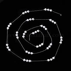 Catene portacavi con perline rotonde in acciaio inossidabile 304 e perline a forma di cuore in plastica ABS&nbsp;CHS-G048-07P