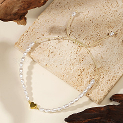 Böhmische Armbänder aus geflochtenen Perlen aus Kunstperlen für Damen. Mit nicht magnetischem Hämatit-Herzanhänger&nbsp;RI6613