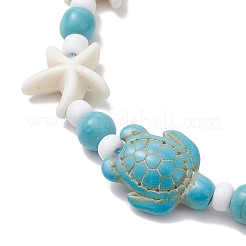 2 bracelet tressé en perles synthétiques teintées de turquoise et de magnésite pour femmes&nbsp;BJEW-JB11532
