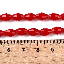 Opaque couleur unie imitation jade perles de verre brins&nbsp;EGLA-A037-P6x8mm-D05