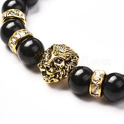 Energy Natural Black Stone Stretch Armbänder Set für Männer Frauen&nbsp;BJEW-JB06722