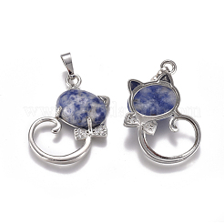 Natürliche blaue Fleck Jaspis Kätzchen Anhänger&nbsp;G-L512-R04