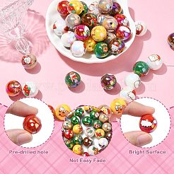 50 perles acryliques opaques imprimées sur le thème de Noël&nbsp;OACR-CJ0002-20
