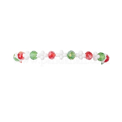 Weihnachtliches handgemachtes Armband aus Glasperlen und geflochtenen Glasperlen&nbsp;BJEW-MZ00249-02