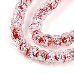 Fili di perline di vetro luminose fatte a mano in lamina d'argento&nbsp;FOIL-N029-02B-03