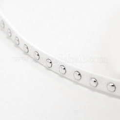 Silberne Aluminiumschnur aus Wildlederimitat mit Nieten&nbsp;LW-D004-03-S