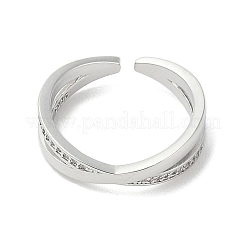 Anillo abierto de latón con circonitas cúbicas micropavimentadas&nbsp;RJEW-A040-06P