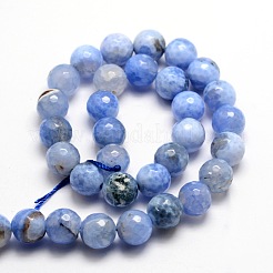 Brins de perles rondes à facettes en agate craquelée au feu naturel teint&nbsp;G-E320C-10mm-03