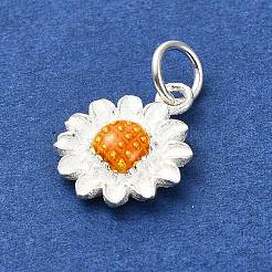 925 Sterling Silber Emaille Gänseblümchen-Blumen-Charm&nbsp;STER-M119-01S