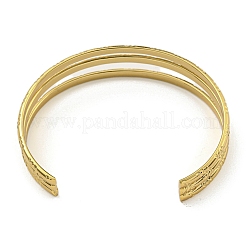 Brazaletes abiertos de múltiples hilos de acero inoxidable 202 con revestimiento al vacío de PVD para mujeres&nbsp;BJEW-M317-07E-G