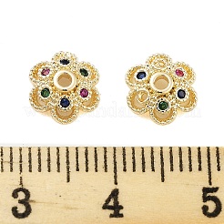 Cappucci con perline a forma di fiore in ottone con zirconi cubici&nbsp;KK-S379-16G-A