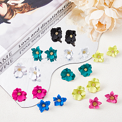 10 Paar Ohrstecker aus 10 Legierungsstilen mit 3D-Blumen&nbsp;EJEW-FI0001-92
