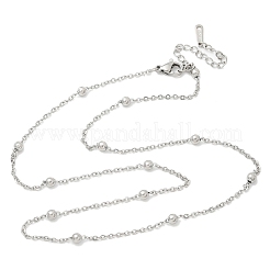 Collares de cadena de cable con bolas de latón para mujer&nbsp;NJEW-M051-01P