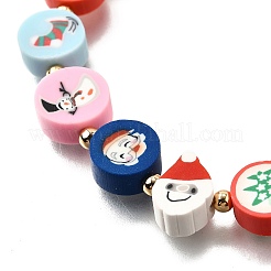 Bracelets extensibles en perles faits à la main en argile polymère sur le thème de Noël pour femmes&nbsp;BJEW-TA00655