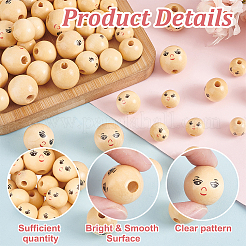 60 pièces 3 styles de perles européennes en bois naturel&nbsp;WOOD-OC0003-59