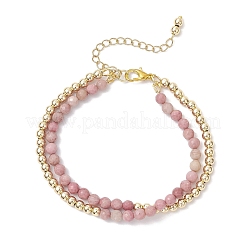 Bracelets double couche en perles rondes d'hémimorphite teintées naturelles pour femmes&nbsp;BJEW-JB12095-01