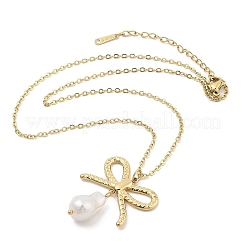 Colliers à chaîne en acier inoxydable 304 et pendentif en forme de nœud papillon en perles de plastique&nbsp;NJEW-H044-09G