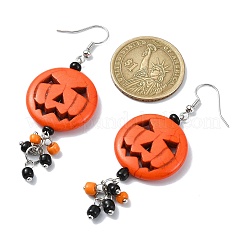 Halloween Kürbis Legierung Harz Anhänger baumeln Ohrringe&nbsp;EJEW-JE06103