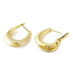 Orecchini a cerchio a goccia in ottone placcato a cremagliera con zirconi&nbsp;EJEW-M222-01G