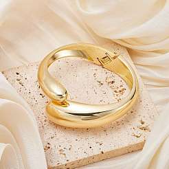 Anelli con polsini aperti a goccia in ottone e set di gioielli con braccialetti aperti da donna&nbsp;SJEW-SZ0001-016G