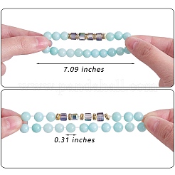 4 Uds 4 estilos de jade natural de Malasia y pulseras elásticas de citrino sintético con cuentas de vidrio&nbsp;BJEW-SW00105-04