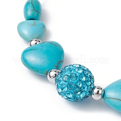 Braccialetti con perline intrecciate turchesi sintetiche a forma di cuore&nbsp;BJEW-JB09822
