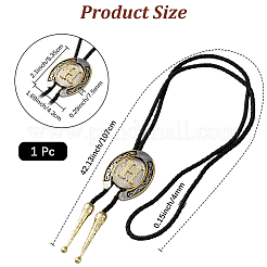 Collar de bolo con colgante de letra y herraduras de aleación de vaquero del oeste&nbsp;NJEW-WH20014-02H
