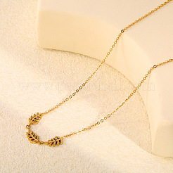 Colliers pendentifs à trois feuilles en acier inoxydable 304 pour femmes&nbsp;WG74C14-01