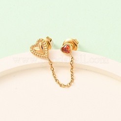Set di orecchini a bottone e orecchini a cerchio a forma di cuore in acciaio inossidabile 304&nbsp;EJEW-K268-93G-01-3