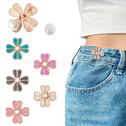 5 Stück 5 Farben Blumenlegierung Emaille verstellbare Jeansknopfstifte&nbsp;DIY-TA0014-93