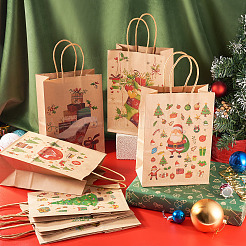 8 Stück 8 Stile Weihnachtsmotiv bedruckte Kraftpapiertüten mit Griffen&nbsp;ABAG-TA0001-59