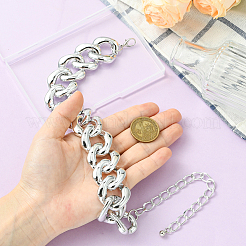 Gargantilla de cadena de eslabones cubanos gruesos de aluminio para mujer&nbsp;NJEW-SP0001-11P