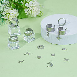 DIY-Set zur Herstellung von Manschettenring-Anhängern aus Edelstahl mit Mond-&nbsp;DIY-FI0001-01