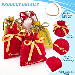 12 Stück 3 Farben Samt-Geschenkbeutel mit Kordelzug und Seilgriff&nbsp;ABAG-NB0001-97